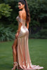 Load image into Gallery viewer, Glitter Champagne Mermaid Off the Shoulder Long Prom Dress with Slit