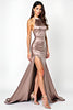 Load image into Gallery viewer, Halter Neck Dusty Rose Long Satin Long Prom Dress with Slit