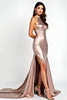 Load image into Gallery viewer, Halter Neck Dusty Rose Long Satin Long Prom Dress with Slit