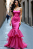 Load image into Gallery viewer, Mermaid Fuchsia Sweetheart Long Prom Dress with Ruffles