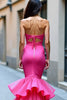Load image into Gallery viewer, Mermaid Fuchsia Sweetheart Long Prom Dress with Ruffles