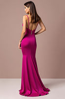 Load image into Gallery viewer, Fuchsia Sheath Spaghetti Straps Long Prom Dress