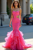 Load image into Gallery viewer, Strapless Mermaid Fuchsia Mermaid Long Prom Dress with Ruffles