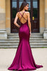 Load image into Gallery viewer, Dark Purple Satin Spaghetti Straps Long Prom Dress