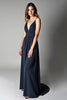 Load image into Gallery viewer, Navy Spagehtti Straps A Line Long Chiffon Bridesmaid Dress