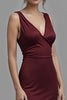 Load image into Gallery viewer, Cabernet V-Neck Sheath Long Satin Formal Dress