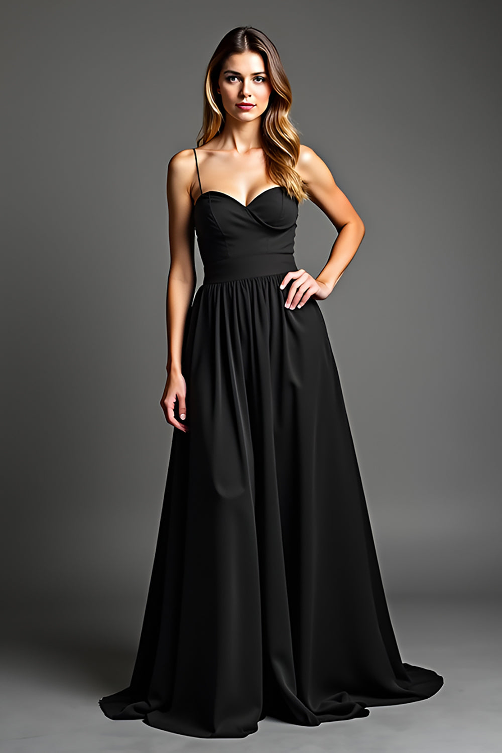 Black A Line Sweetheart Long Engagement Dress