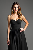 Load image into Gallery viewer, Black A Line Sweetheart Long Formal Dress