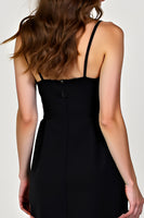 Load image into Gallery viewer, Black Sheath Satin Short Graduation Dress
