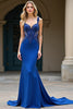 Load image into Gallery viewer, Royal Blue Mermaid Cut-Out Long Prom Dress with Lace
