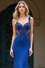 Load image into Gallery viewer, Royal Blue Mermaid Cut-Out Long Prom Dress with Lace