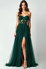 Load image into Gallery viewer, Dark Green A Line Strapless Long Prom Dress with Slit