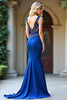 Load image into Gallery viewer, Royal Blue Mermaid V-Neck Long Beaded Prom Dress with Lace