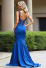 Load image into Gallery viewer, Mermaid Royal Blue Spaghetti Straps Long Prom Dress with Lace