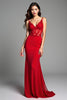 Load image into Gallery viewer, Red Mermaid Spaghetti Straps Long Prom Dress with Lace