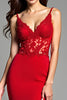 Load image into Gallery viewer, Red Mermaid Spaghetti Straps Long Prom Dress with Lace
