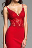 Load image into Gallery viewer, Red Mermaid Spaghetti Straps Long Prom Dress with Lace