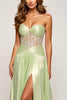 Load image into Gallery viewer, Sage Sweetheart A Line Long Prom Dress with Slit
