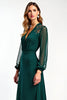 Load image into Gallery viewer, V-Neck Pine Floral Long Sleeves Mother of the Bride Dress with Slit