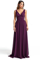 Load image into Gallery viewer, A Line Ruhced Purple Backless Long Mother of the Bride Dress