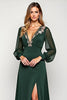 Load image into Gallery viewer, A Line Pine Deep V-Neck Long Mother of the Bride Dress with Slit