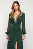 Load image into Gallery viewer, A Line Pine Deep V-Neck Long Mother of the Bride Dress with Slit