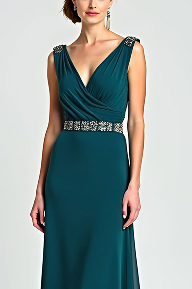 Load image into Gallery viewer, Peacock Chiffon A Line Long Mother of the Bride Dress