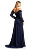 Load image into Gallery viewer, Navy Off the Shoulder Long Sleeves Mother of the Bride Dress