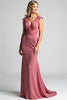 Load image into Gallery viewer, Desert Rose Mermaid V-Neck Long Ruched Mother of the Bride Dress
