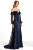 Load image into Gallery viewer, Navy Sweetheart Long Sheer Sleeves Mother of the Bride Dress with Ruffles