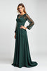 Load image into Gallery viewer, Pine Sheath Illusion Neck Mother of the Bride Dress with Long Sleeves