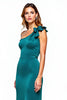 Load image into Gallery viewer, Peacock One Shoulder Bow Long Prom Dress