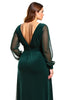 Load image into Gallery viewer, Pine A Line V-Neck Long Sleeves Mother of the Bride Dress with Slit