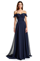Load image into Gallery viewer, Navy A Line Sweetheart Long Chiffon Mother of the Bride Dress