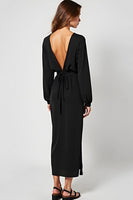 Load image into Gallery viewer, Black Deep V-Neck Long Formal Dress with Long Sleeves