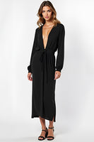Load image into Gallery viewer, Black Deep V-Neck Long Formal Dress with Long Sleeves