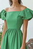 Load image into Gallery viewer, Green Off the Shoulder Satin A Line Formal Dress