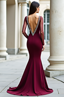 Load image into Gallery viewer, Burgundy Sparkly Mermaid Long Prom Dress with Beading