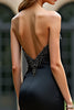 Load image into Gallery viewer, Black Sheath Strapless Satin Long Prom Dress with Beading