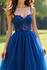 Load image into Gallery viewer, Navy Ball Gown Tulle Long Prom Dress with Lace