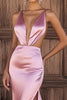 Load image into Gallery viewer, Pink Mermaid Cut-Out Long Satin Prom Dress with Slit