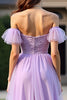 Load image into Gallery viewer, Lilac Off the Shoulder Lace Long Formal Dress with Ruffles