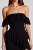Load image into Gallery viewer, Black Off the Shoulder Chiffon Formal Dress with Slit