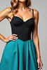Load image into Gallery viewer, A Line Black Peacock Blue Satin Long Formal Dress