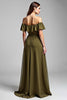 Load image into Gallery viewer, A Line Olive Chiffon Long Formal Dress with Ruffles
