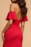 Load image into Gallery viewer, Sweetheart Red A Line Satin Long Formal Dress