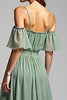 Load image into Gallery viewer, A Line Dusty Sage Cold Shoulder Long Formal Dress
