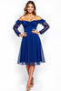Load image into Gallery viewer, Royal Blue Off the Shoulder Chiffon Short Formal Dress