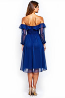 Load image into Gallery viewer, Royal Blue Off the Shoulder Chiffon Short Formal Dress