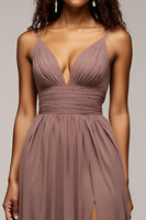 Load image into Gallery viewer, Chiffon Dusk Deep V-Neck Long Formal Dress with Slit